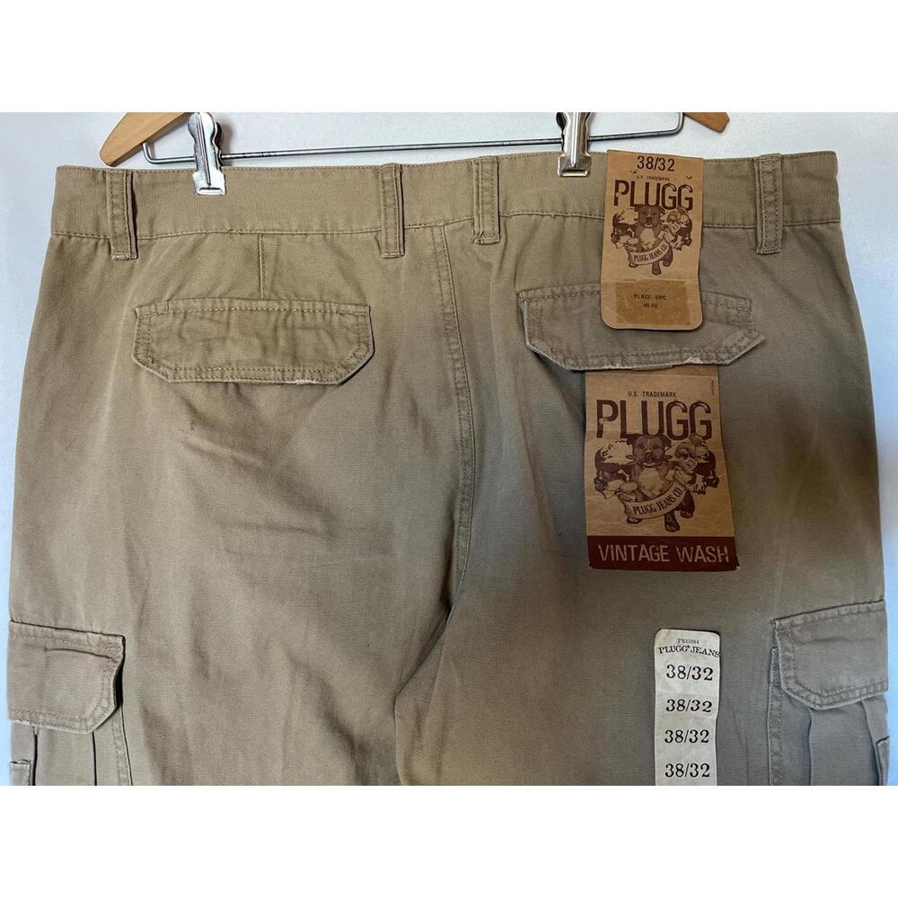 PLUGG Vintage Wash Cargo Pants 38x32 Tan Brown New With Tags - Picture 8 of 10